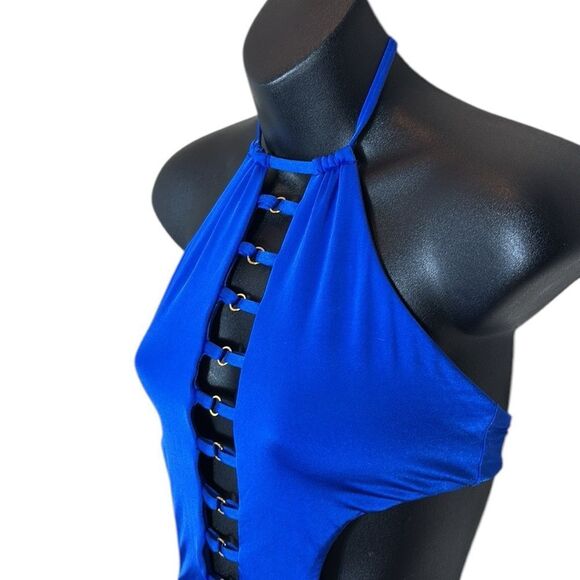 Beach bunny women’s medium monokini cut out ladder halter swimsuit bathing suit - Picture 5 of 11